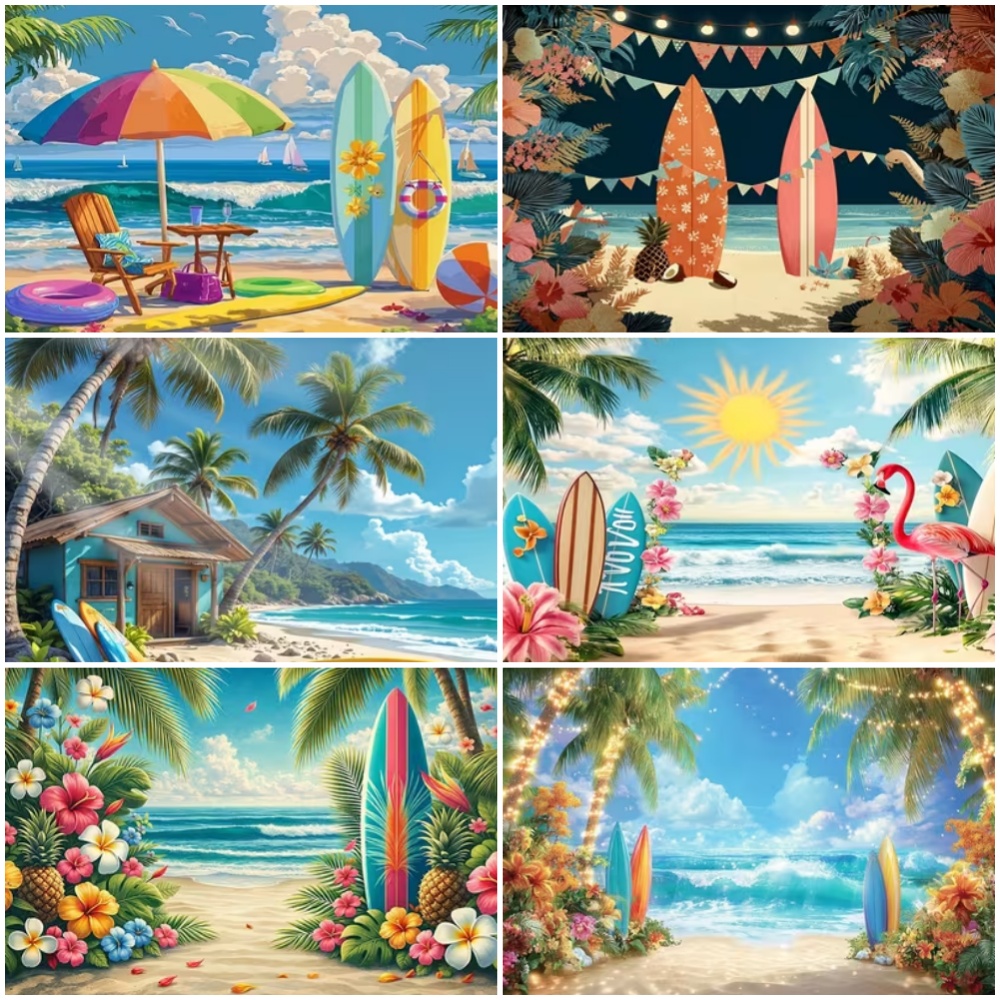 Outdoor Sport Background - Летний фон с изображением серфбордов, пляжа,