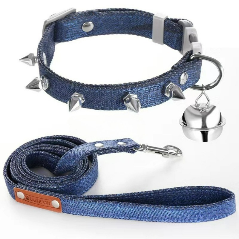 Headcollar Rope Set - Джинсовый поводок с шипами и заклепками